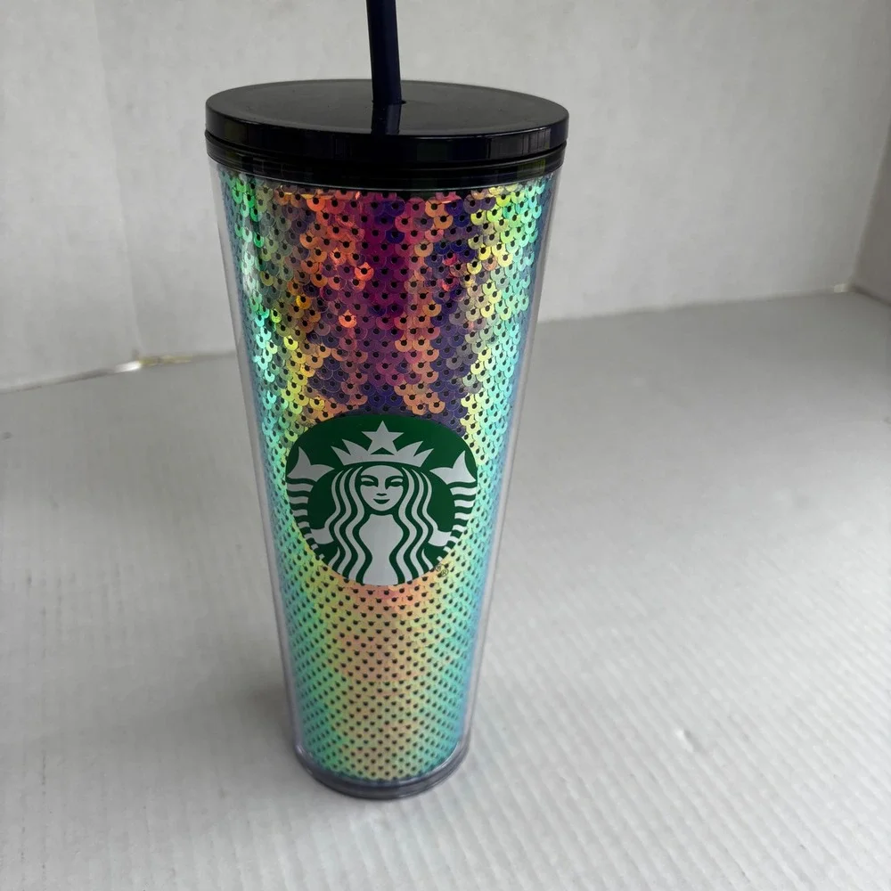 Starbucks 24oz Studded Tumbler Iridescent Rainbow Oil Slick‎ Cold Cup Reusable